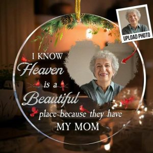 Ornaments |   "Heaven Is A Beautiful Place"Personalized Acrylic Photo Ornament Home & Living Ornaments