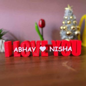 Ornaments |   I Love You Personalized 3D Printed With Name Sweet Gift For Couples Home & Living blue