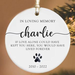 Ornaments |   "In Loving Memory"Custom Pet Name Round Christmas Ornament Keepsake Gift Home & Living Ornaments