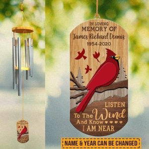 Ornaments |   "Listen To The Wind And Know I Am Near" Double-Sided Custom Wind Chime Home & Living 1Engraving