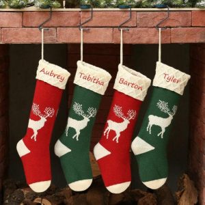 Ornaments |   Personalised Christmas Stocking Knitted Elk Custom Name Christmas Gift Bag Home & Living Ornaments