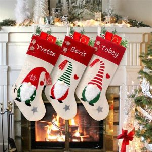 Ornaments |   Personalised Christmas Stocking Red Hat Santa Christmas Gift Bag Home & Living Ornaments