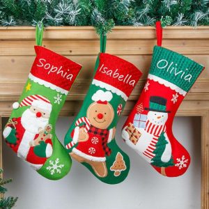 Ornaments |   Personalised Christmas Stocking Santa Gingerbread Man Snowman Christmas Gift Bag Home & Living Ornaments