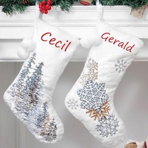 Ornaments |   Personalised Christmas Stocking Snowflake Christmas Tree Christmas Gift Bag Home & Living Ornaments