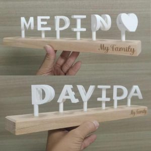 Ornaments |   Personalized 3D Printed Double Name With Wooden Base Romantic Gift Home & Living Ornaments