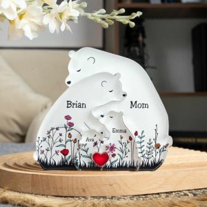 Ornaments |   Personalized Acrylic Bear Family Wooden Puzzle For Mother’s Day Home & Living Ornaments