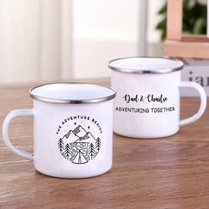 Ornaments |   Personalized Adventure Dad Gift Enamel Mug Unique Travel Mug Gift For Kids Home & Living Ornaments