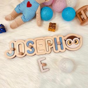 Ornaments |   Personalized Baby Name Puzzle With Cute Animal Head Pattern Fun Gift For Kids Home & Living Ornaments