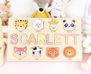 Ornaments |   Personalized Baby Name Puzzle With Cute Animal Icons Fun Christmas Gift Home & Living Ornaments