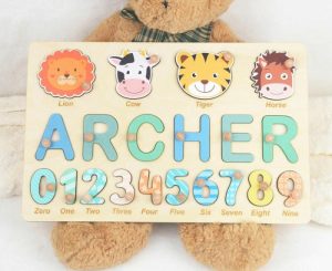 Ornaments |   Personalized Baby Name Puzzle With Cute Animals And Number Icons To Develop Educational Toys Home & Living Ornaments