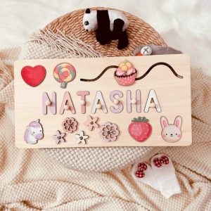 Ornaments |   Personalized Baby Name Puzzle With Cute Icons Christmas Gift For Girls Home & Living Ornaments