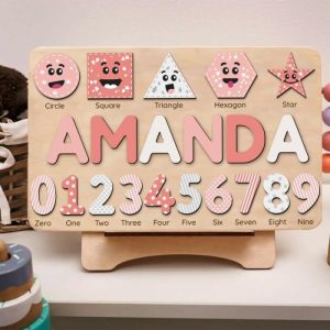 Ornaments |   Personalized Baby Name Puzzle With Geometric Icons Christmas Gift For Kids Home & Living Ornaments