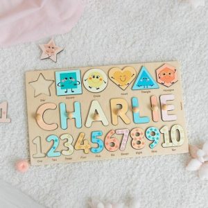 Ornaments |   Personalized Baby Name Puzzle With Geometric Icons To Develop Educational Toys Home & Living Ornaments