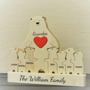 Ornaments |   Personalized Bear Family Name Puzzle Warm Gift For Grandpa Home & Living Ornaments