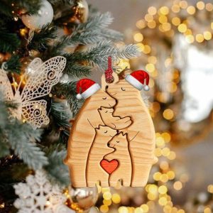 Ornaments |   Personalized Bear Family With Christmas Hats Hanging For Christmas Home Decoration Home & Living Ornaments