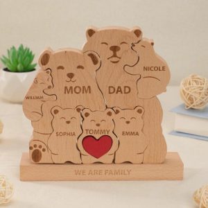 Ornaments |   Personalized Bear Wooden Puzzle Sweet Gift For Christmas Home & Living Ornaments