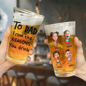 Ornaments |   Personalized Beer Glass Custom Kids Photo Cute Gift For Father’s Day Home & Living Ornaments