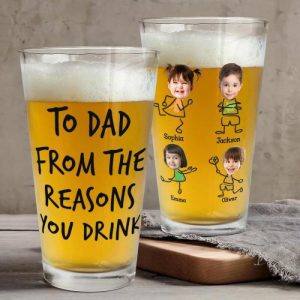 Ornaments |   Personalized Beer Glass Customized Children’s Style Father’s Day Gift Home & Living Ornaments