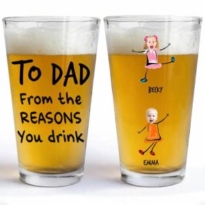 Ornaments |   Personalized Beer Glass Customized With Kids Photos With Cute Style Home & Living Ornaments