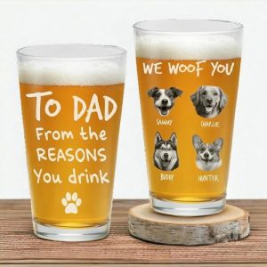 Ornaments |   Personalized Beer Glass With Custom Pet Photos For Father’s Day Home & Living Ornaments