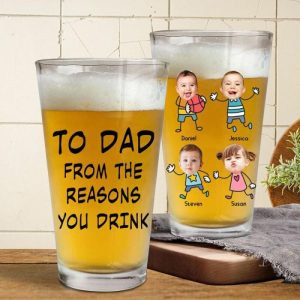 Ornaments |   Personalized Beer Glass With Cute Style Customized Kids Photo Father’s Day Gift Home & Living Ornaments