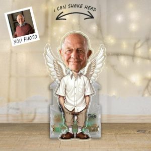 Ornaments |   Personalized Bobblehead Acrylic Stand Custom Photo Angel Wings Design Memorial Gift For Family Home & Living Ornaments