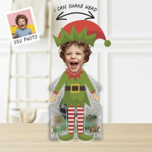 Ornaments |   Personalized Bobblehead Acrylic Stand Custom Photo Christmas Elf Design Cute Gift For Kids Home & Living Ornaments