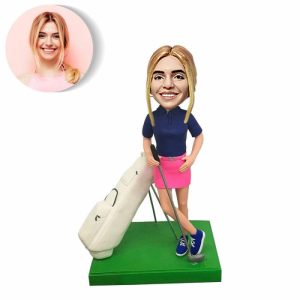 Ornaments |   Personalized Bobblehead Doll With Customized Head Of A Girl Playing Golf Home & Living Ornaments