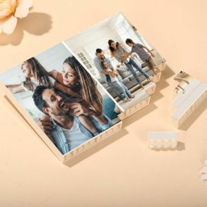 Ornaments |   Personalized Building Block Puzzle Custom 2 Photos Brick Rectangle For Family Home & Living Ornaments