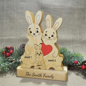 Ornaments |   Personalized Bunny Family Name Puzzle Warm Gift For The Family Home & Living Ornaments