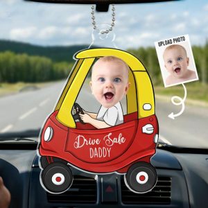 Ornaments |   Personalized Car Pendant Customized Child Photo Cute Father’s Day Gift Home & Living black