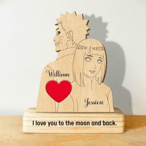 Ornaments |   Personalized Cartoon Character Wooden Family Puzzle For Sweet Couple Home & Living Ornaments