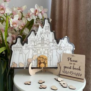 Ornaments |   Personalized Castle Wooden Acrylic Custom Name Guest Book Home & Living Ornaments