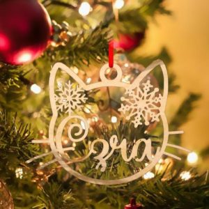 Ornaments |   Personalized Cat Custom Name Wooden Snowflake Christmas Tree Decoration Home & Living Ornaments