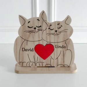 Ornaments |   Personalized Cat Wooden Puzzle Sweet Gift For Couples Home & Living Ornaments