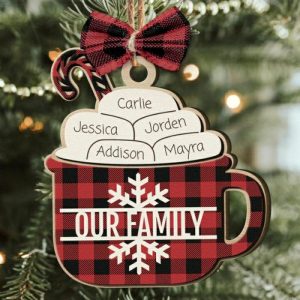 Ornaments |   Personalized Christmas Decoration Cup Shape Customized Family Name Warm Gift Home & Living Ornaments