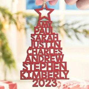 Ornaments |   Personalized Christmas Decoration Customized Christmas Tree Shape With Family Name Home & Living burlywood