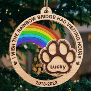 Ornaments |   Personalized Christmas Decoration Paw With Rainbow Customized Pet Name For Pet Lovers Home & Living Ornaments