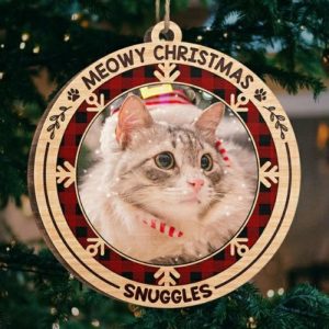 Ornaments |   Personalized Christmas Decoration Round Custom Photo Gift For Cute Cat Home & Living Ornaments