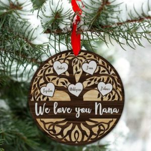 Ornaments |   Personalized Christmas Decoration Tree Of Life Shape Customized Name Gifts For Family Home & Living Ornaments