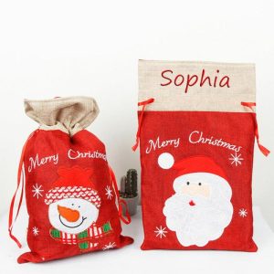 Ornaments |   Personalized Christmas Gift Bags With Custom Embroidered Names Surprise Gifts For Children Home & Living Ornaments