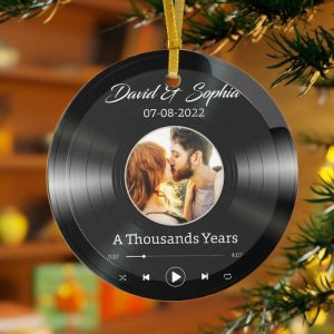 Ornaments |   Personalized Christmas Ornaments In Retro Record Shape Christmas Gifts For Couples Home & Living Ornaments