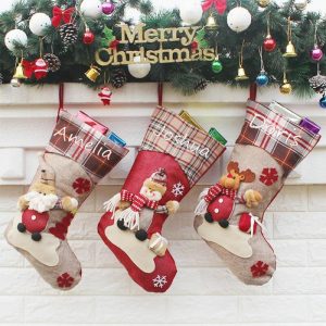 Ornaments |   Personalized Christmas Socks With Christmas Elements Commemorative Gifts For Children Home & Living Ornaments