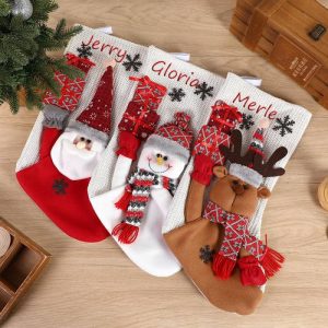 Ornaments |   Personalized Christmas Stockings With Cute Santa Claus, Snowman, Elk Customized Name Christmas Gift Bag Home & Living Ornaments