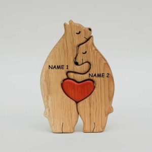 Ornaments |   Personalized Couple Bear Wooden Puzzle Customized Names Valentine’s Day Gift Home & Living Ornaments