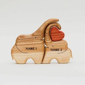 Ornaments |   Personalized Couple Elephant Wooden Puzzle Customized Names Gift For Boyfriend Home & Living Ornaments