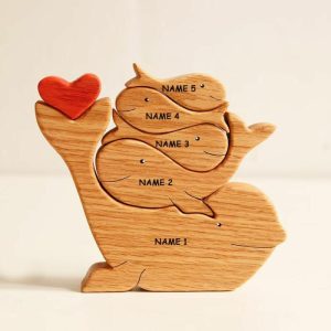 Ornaments |   Personalized Custom Names Whale Family Wooden Puzzle Christmas Gift Home & Living Ornaments