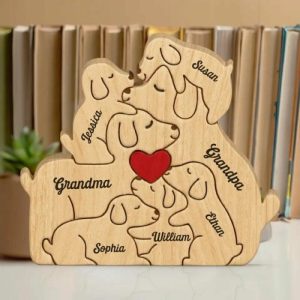 Ornaments |   Personalized Dog Family Wooden Puzzle Warm Gift For The Family Home & Living Ornaments