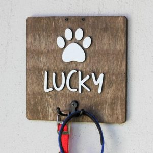 Ornaments |   Personalized Dog Leash Holder Custom Name Warm Decoration With Claws Home & Living blue