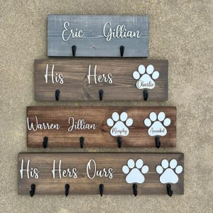 Ornaments |   Personalized Dog Leash Holder Customized Name And Paw Cute Decoration Home & Living blue